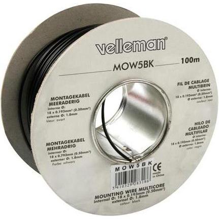 Thumbnail - Cables MONTAGEKABEL 0.50mm² - SCHWARZ- MEHRADRIG, Elektronikkabel + Stecker, Schwarz
