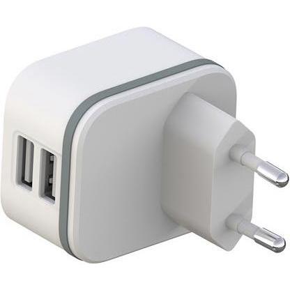 Thumbnail - Velleman, Spannungswandler, KOMPAKTES LADEGERÄT MIT 2 USB-ANSCHLÜSSEN - 5 V - 3.4 A max. ( 2.4 + 1 A ) - 17 W max.