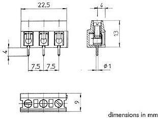 Produktbild Velleman SCHRAUBKLEMME, 3-POLIG, RASTER = 7.5mm