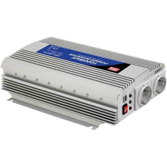 MeanWell, Spannungswandler, DC-AC-WECHSELRICHTER - MODIFIZIERTE SINUSWELLE - 12 V - 1000 W - SCHUTZKONTAKT-STECKDO...