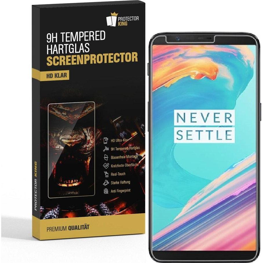 Protectorking 1x echtes Tempered 9H Panzerhartglas 3D KLAR (1 Stück, OnePlus 5T), Smartphone Schutzfolie