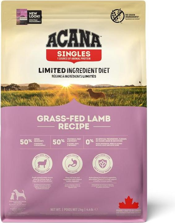 Immagine prodotto Acana Singoli di cane agnello alimentato a erba 2Kg (Adulto, 1 pz., 2000 g)