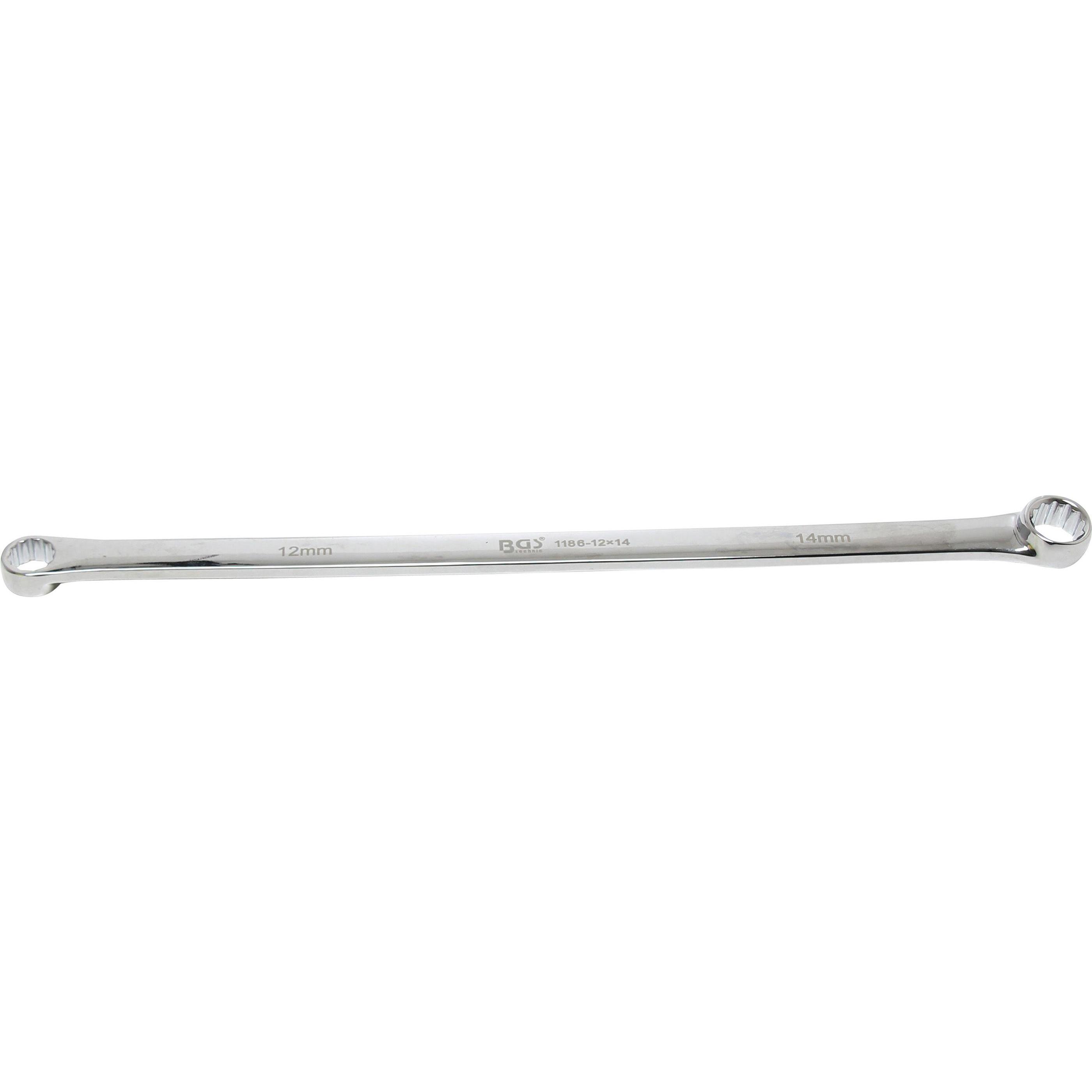 BGS, Schraubenschlüssel, Doppel-Ringschlüssel extra lang SW 12 x 14 mm (14 mm, 12 mm)