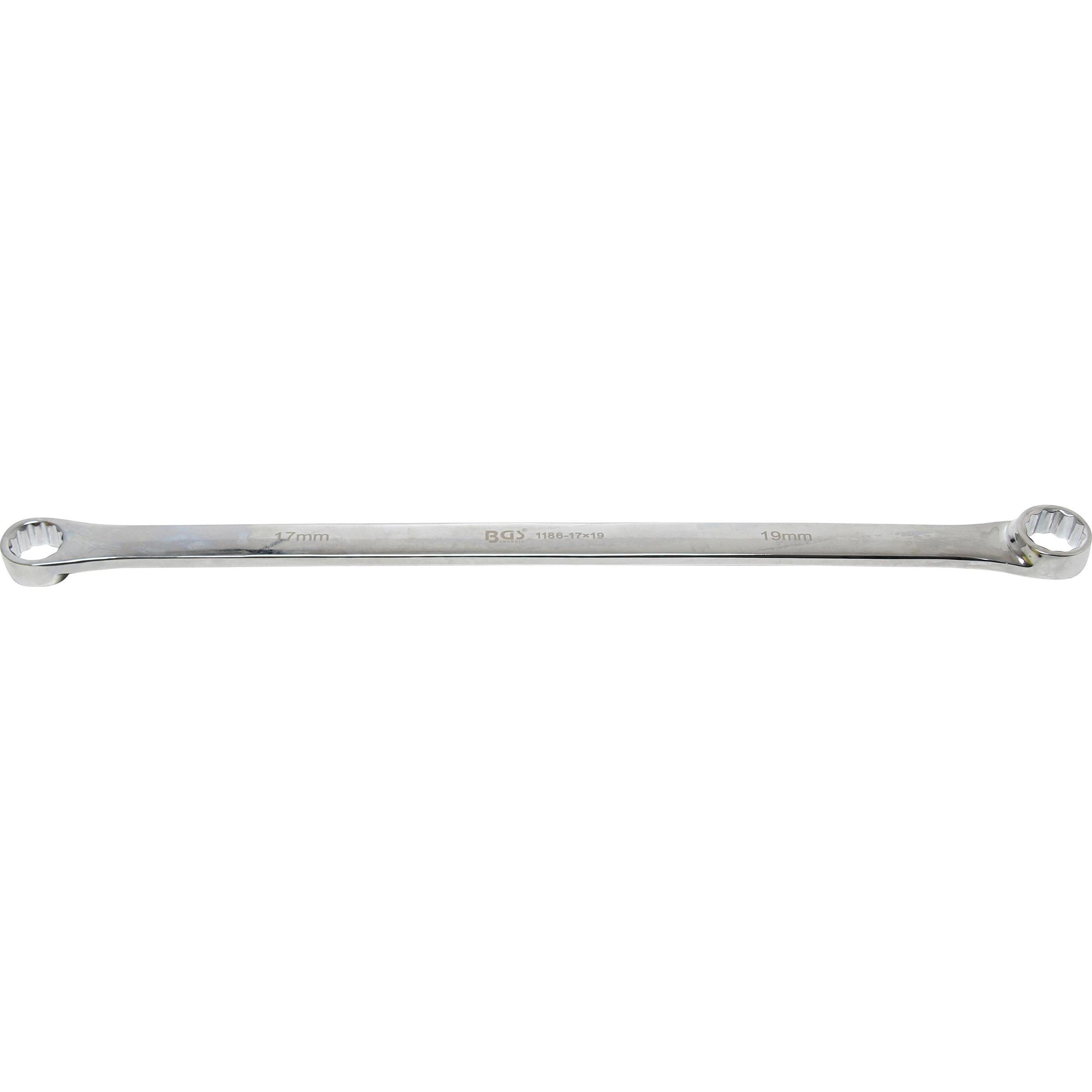 BGS, Schraubenschlüssel, Doppel-Ringschlüssel extra lang SW 17 x 19 mm (19 mm, 17 mm)