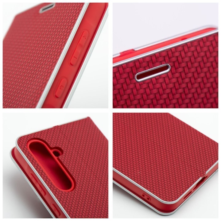 Produktbild OEM Book case LUNA Book Carbon for Xiaomi Redmi 13C / POCO C65 red (Xiaomi Poco C65, Xiaomi Redmi 13C)