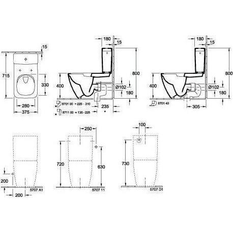 Thumbnail - Villeroy & Boch, Toilette + Bidet, V&B Stand-WC VENTICELLO ti. 700x375mm spülrandl DF we C+