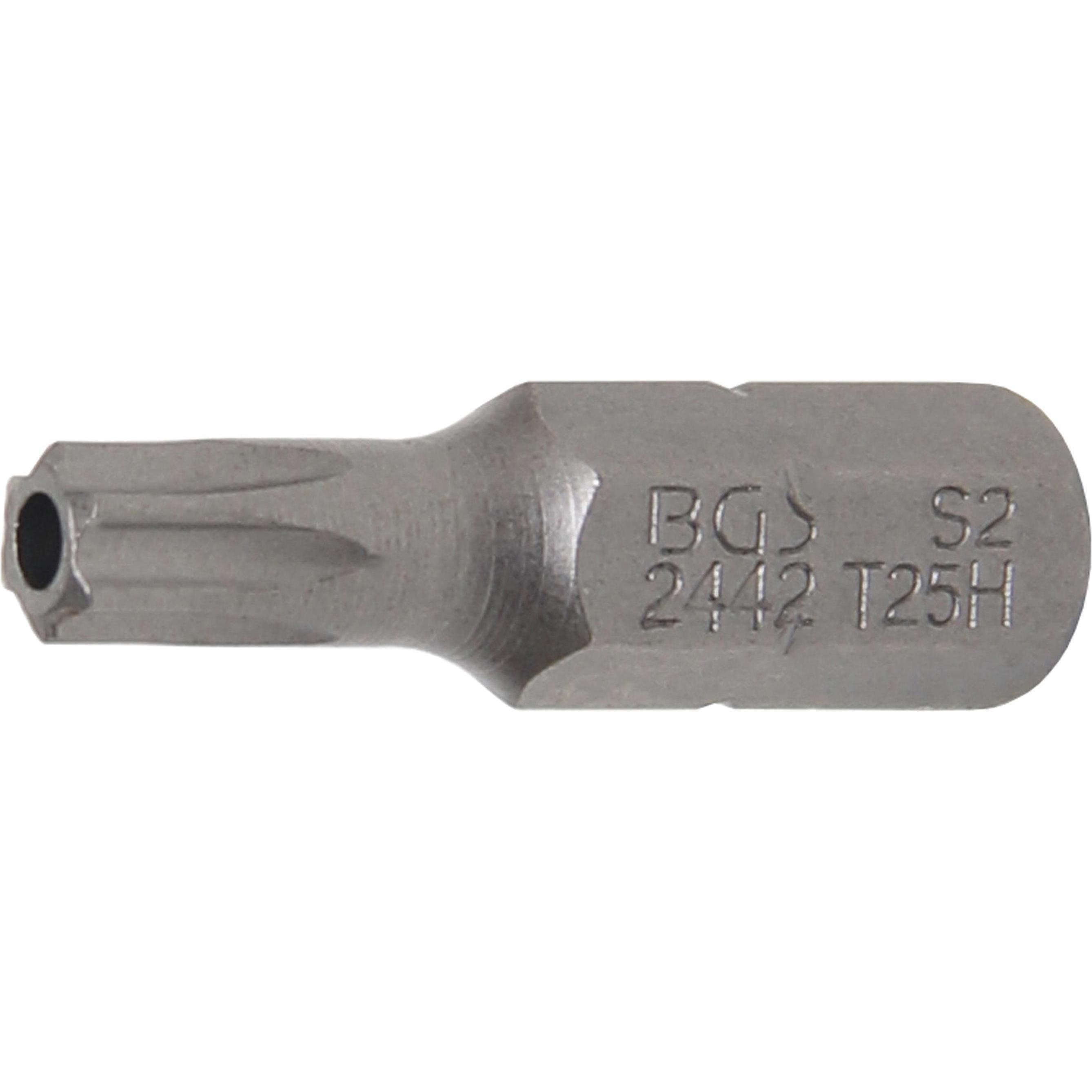 BGS, Bits, Bit Länge 25 mm Antrieb Aussensechskant 6,3 mm (1/4") T-Profil (für Torx) mit Bohrung T25 (T25)