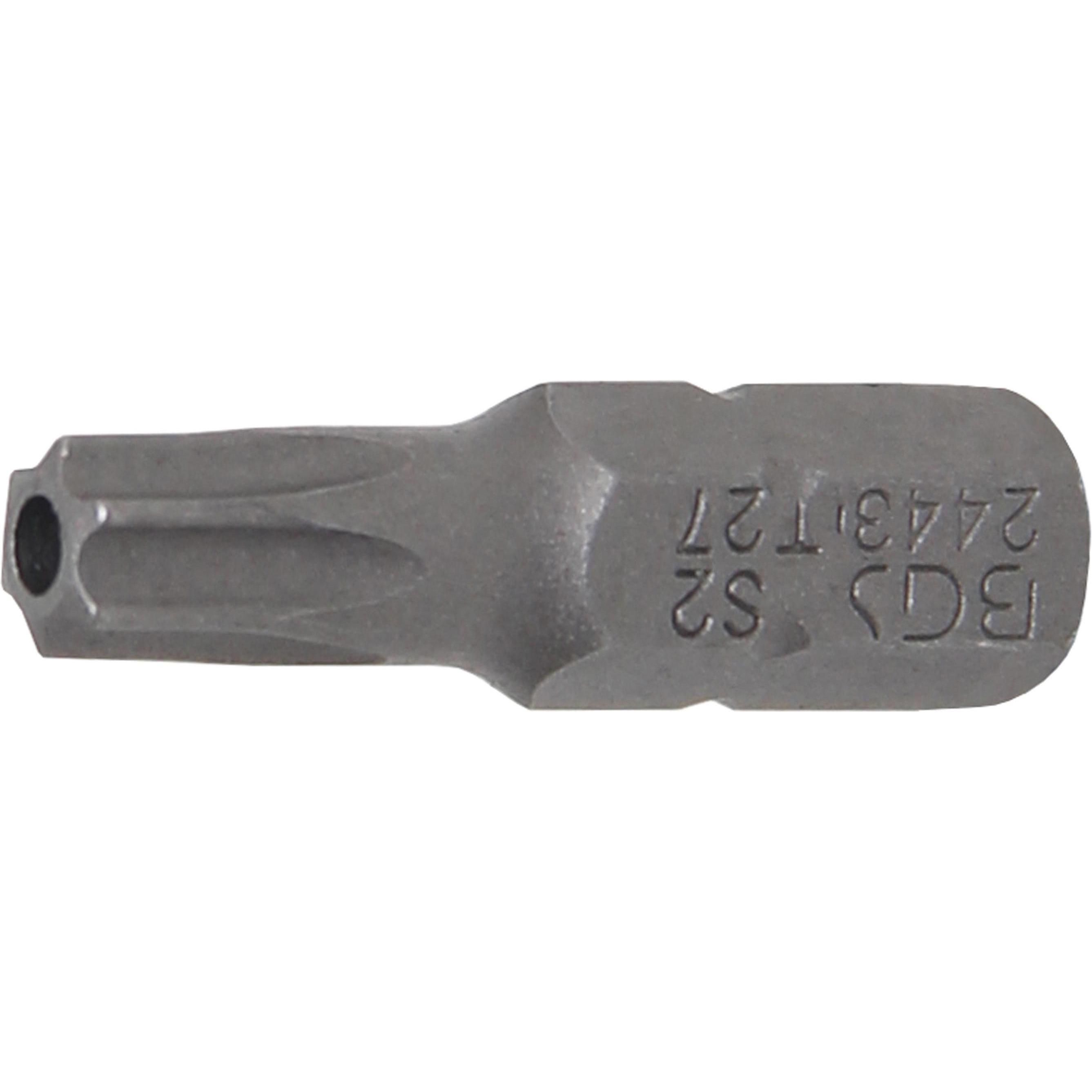 BGS, Bits, Bit Länge 25 mm Antrieb Aussensechskant 6,3 mm (1/4") T-Profil (für Torx) mit Bohrung T27 (T27)