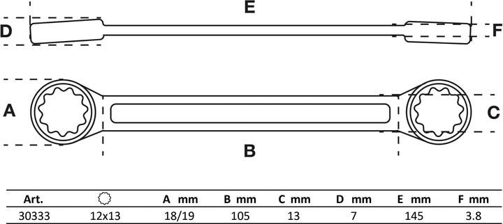 Image du produit BGS Clé polygonales double embouts extra plate 12 x 13 mm (12 mm, 13 mm)