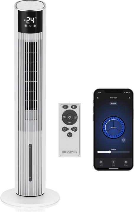 Brandson Mobiler Luftkühler mit Wasserkühlung, Klimagerät, 60W, WIFI, Turmventilator, Verdunstungskühler