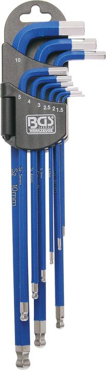 Produktbild BGS Winkelschlüssel-Satz, extra lang Innensechskant mit Kugelkopf 1,5 - 10 mm 9-tlg. (Innensechskant)