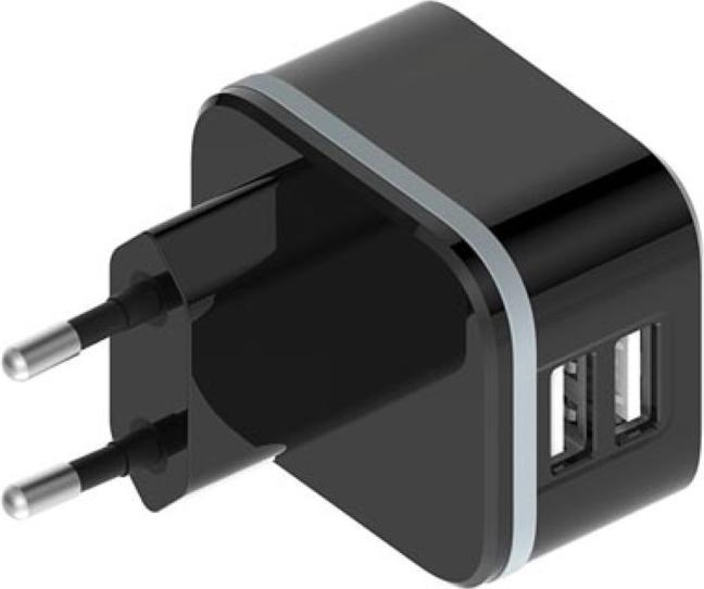 Actual product image Velleman COMPACT CHARGER WITH DUAL USB OUTPUT - 5 V - 3.4 A max. (2.4 + 1 A) - 17 W max. (17 W)