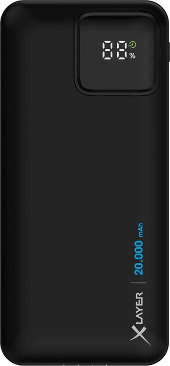 Xlayer Powerbank 20.000 mAh mit zwei integrierten Kabeln PD 20W Black (20000 mAh, 20 W, 74 Wh)