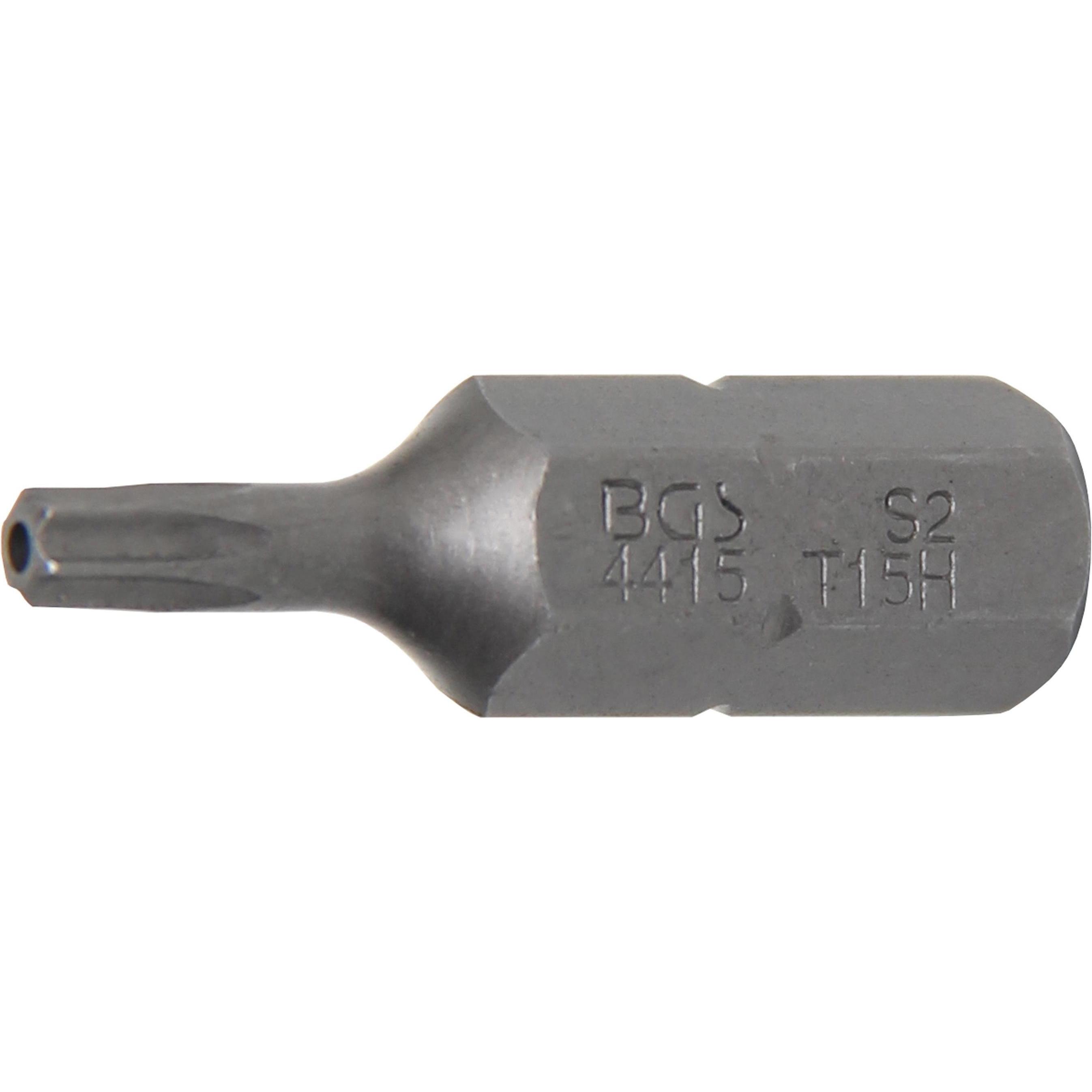 BGS, Bits, Bit Antrieb Aussensechskant 8 mm (5/16") T-Profil (für Torx) mit Bohrung T15 (8 mm)