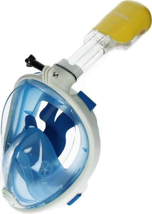 Produktbild Caruba Vollgesichts Schnorchelmaske Dual Air abnehmbar + Action Cam Halterung (blau S/M)
