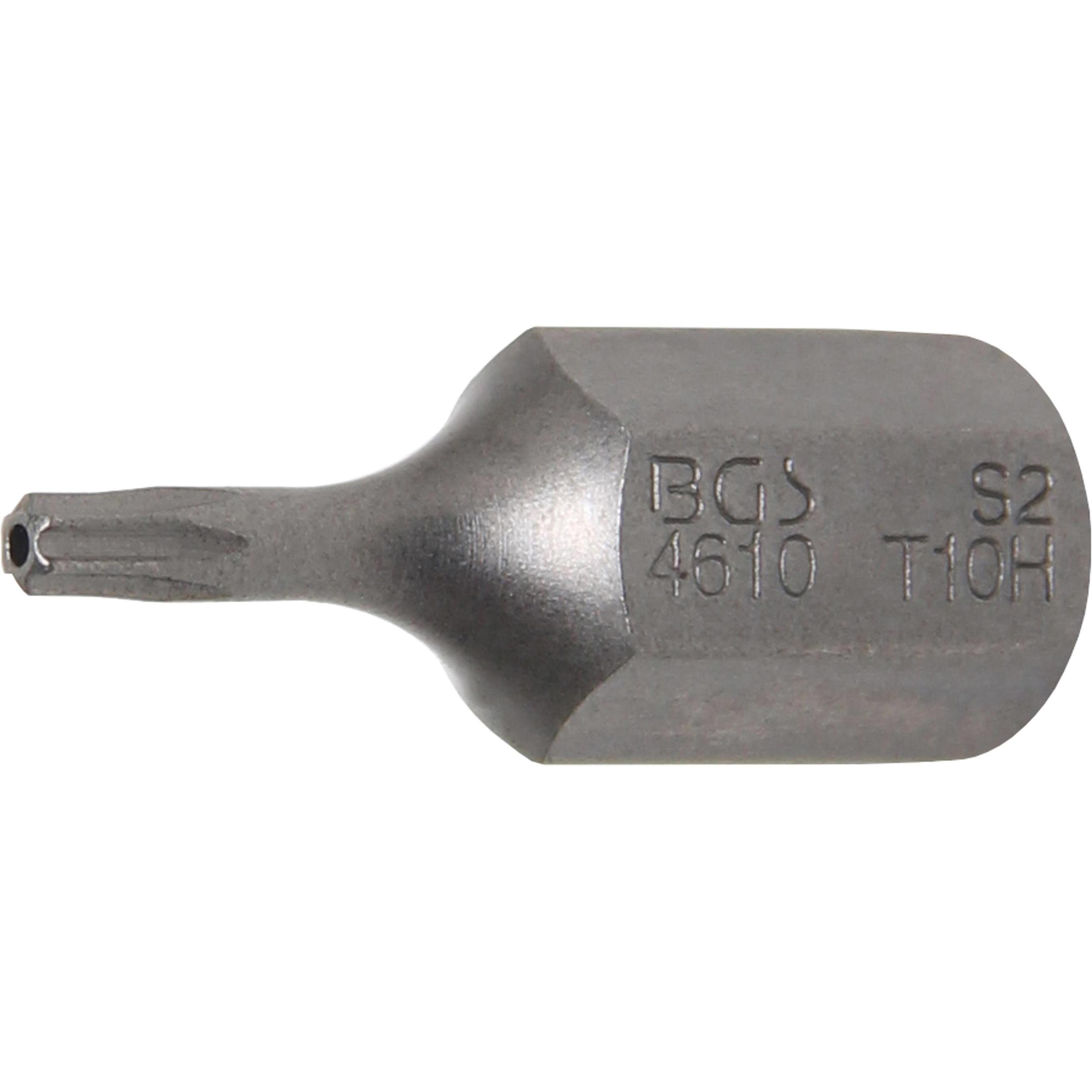 BGS, Bits, Bit Antrieb Aussensechskant 10 mm (3/8") T-Profil (für Torx) mit Bohrung T10 (T10)