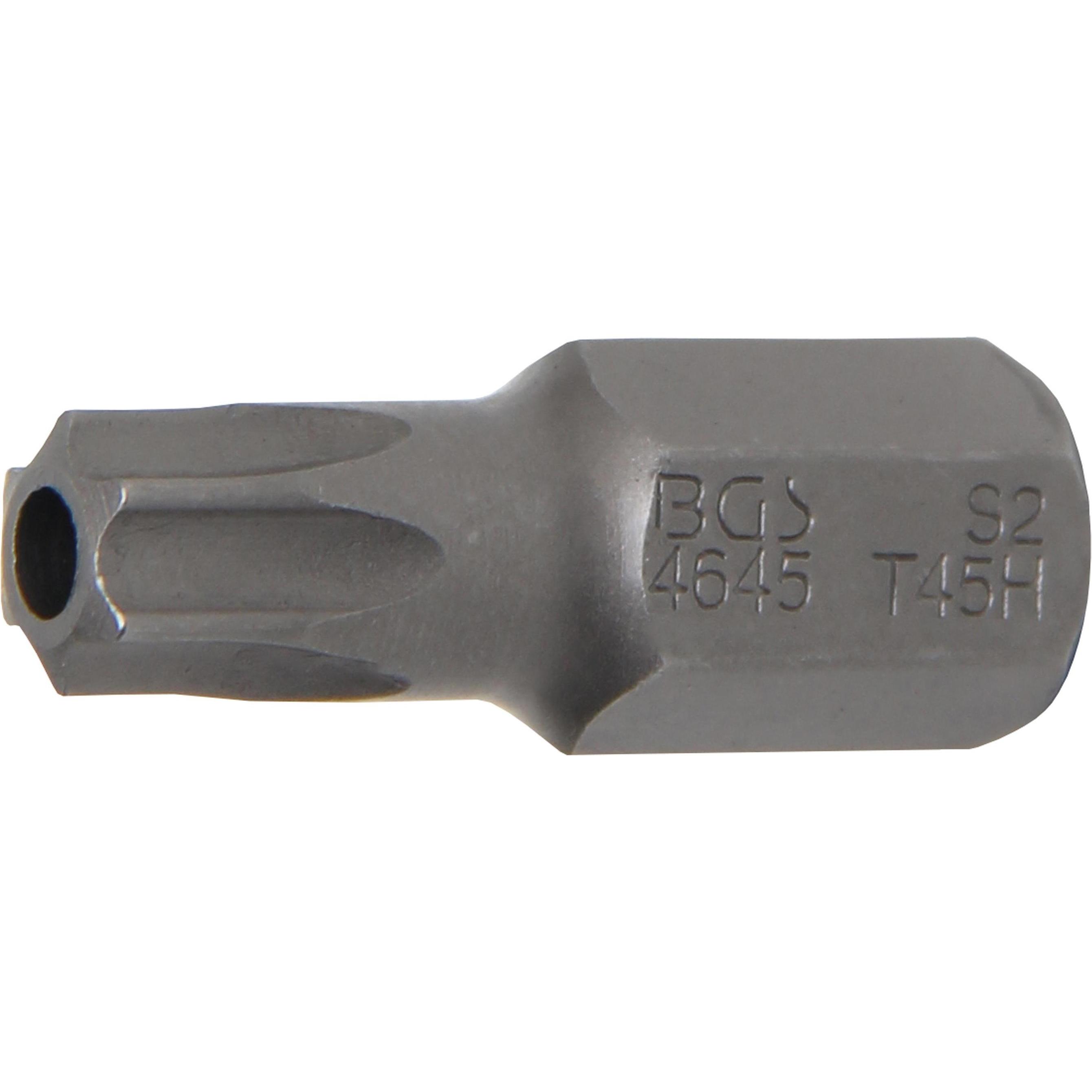 BGS, Bits, Bit Länge 30 mm Antrieb Aussensechskant 10 mm (3/8") T-Profil (für Torx) mit Bohrung T45 (10 mm (3/8"), 12,5 ...