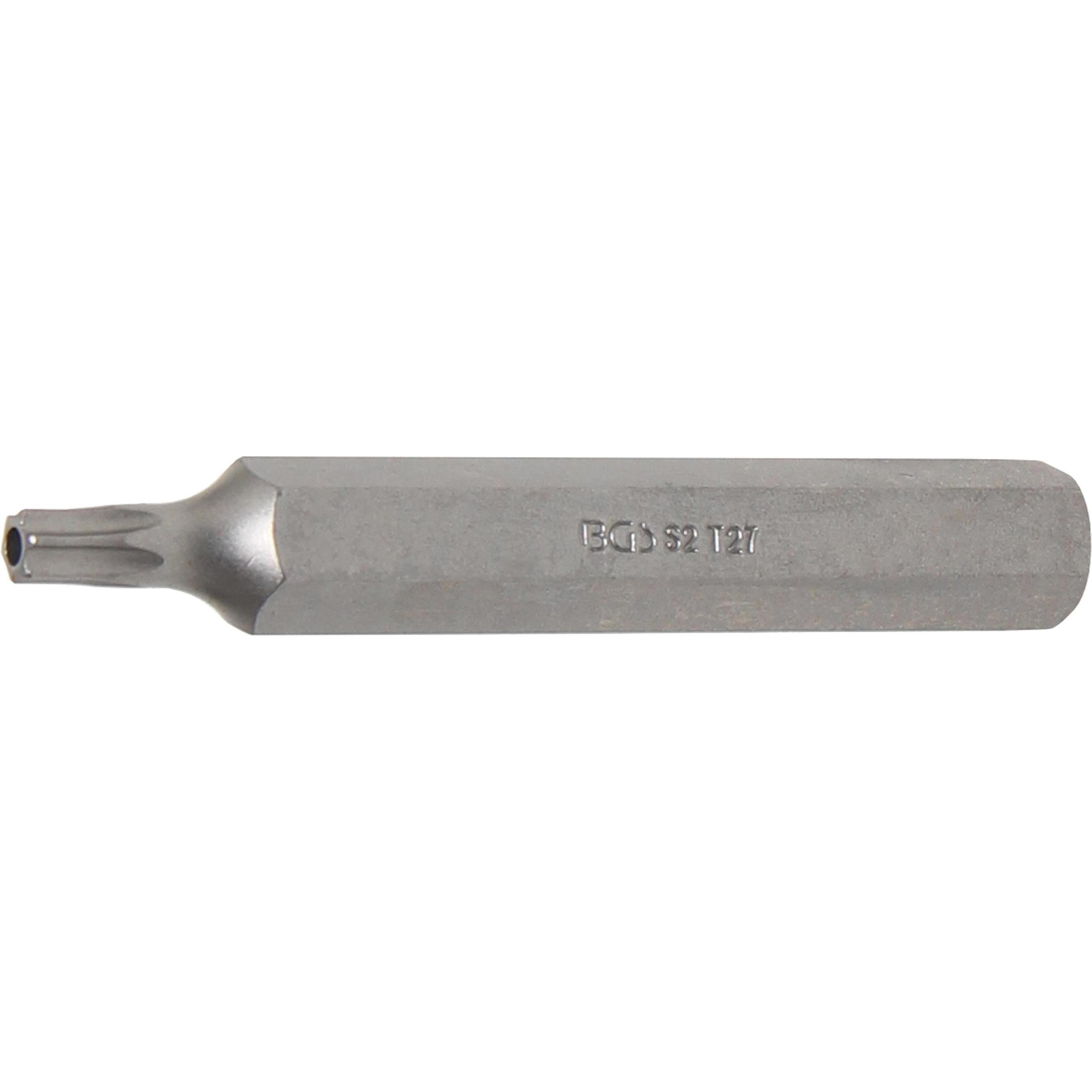 BGS, Bits, Bit Länge 75 mm Antrieb Aussensechskant 10 mm (3/8") T-Profil (für Torx) mit Bohrung T27 (10mm)
