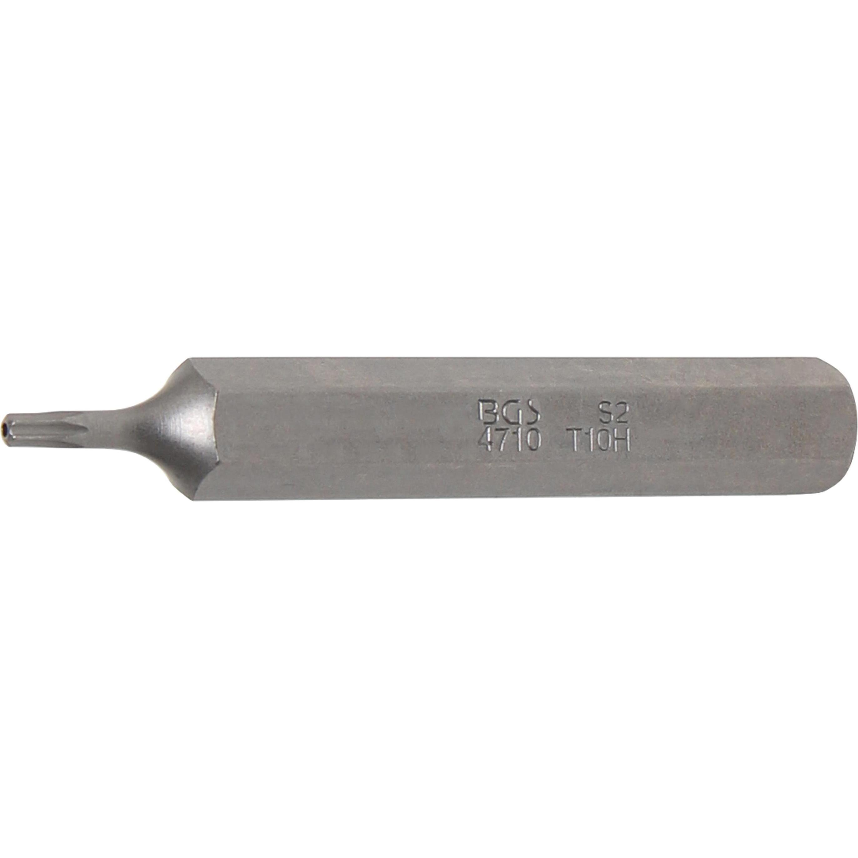 BGS, Bits, Bit Länge 75 mm Antrieb Aussensechskant 10 mm (3/8") T-Profil (für Torx) mit Bohrung T10 (T10)