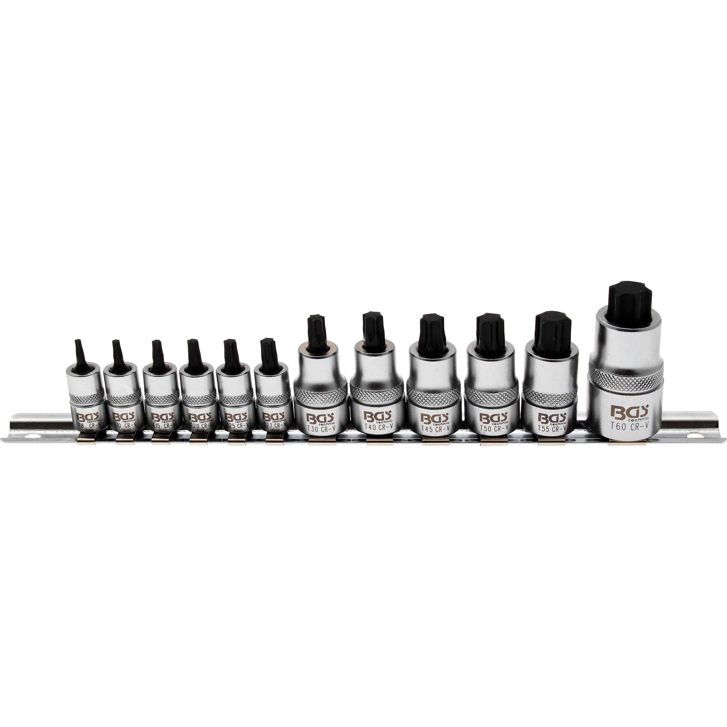 BGS, Bits, Bit-Einsatz-Satz extra kurz T-Profil (für Torx) T8 - T60 12-tlg. (T8 - T10 - T15 - T20 - T25 - T27)