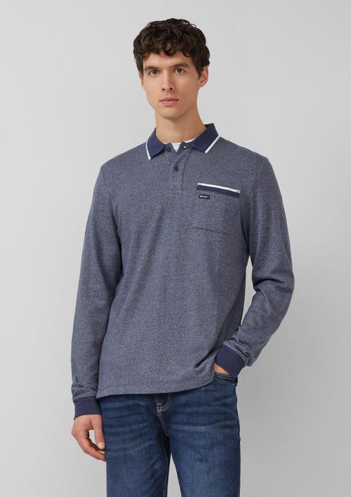 Produktbild s.Oliver Polo-Shirt Langarm-Polo mit Bündchen in Melange-Optik (M)