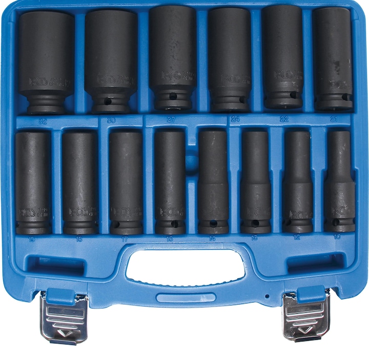 BGS Impact Socket Set, Hexagon | 12.5 mm (1/2") Drive | 10 - 32 mm | 14 pcs. (1/2")