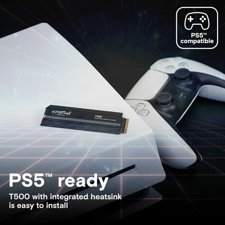 Produktbild Crucial T500 mit Kühlkörper (4000 GB, M.2 2280)