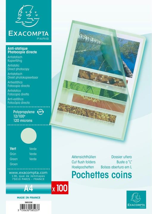 Immagine prodotto Exacompta Copertina trasparente A4, 100 pezzi, verde (A4, 100x)
