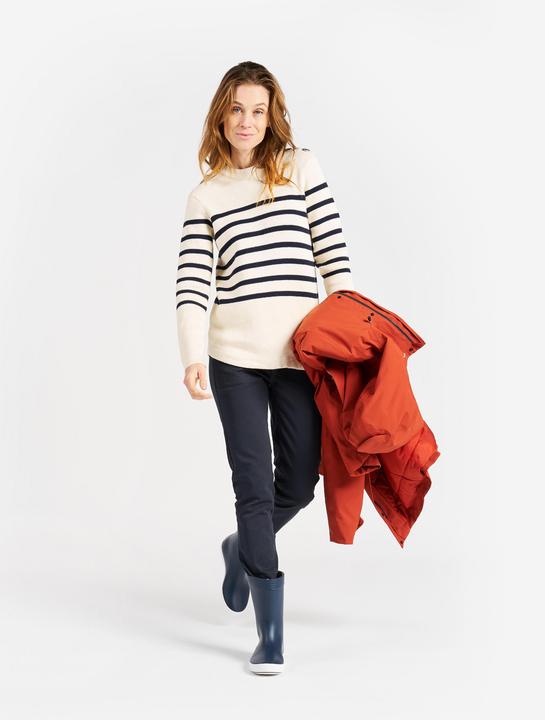 Immagine prodotto Tribord Pullover da donna in maglia navy, 100, beige a righe blu navy (M)