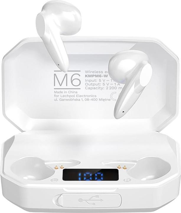 Krüger&Matz Casque sans fil M6 avec adaptateur secteur - couleur blanche (Sans fil)