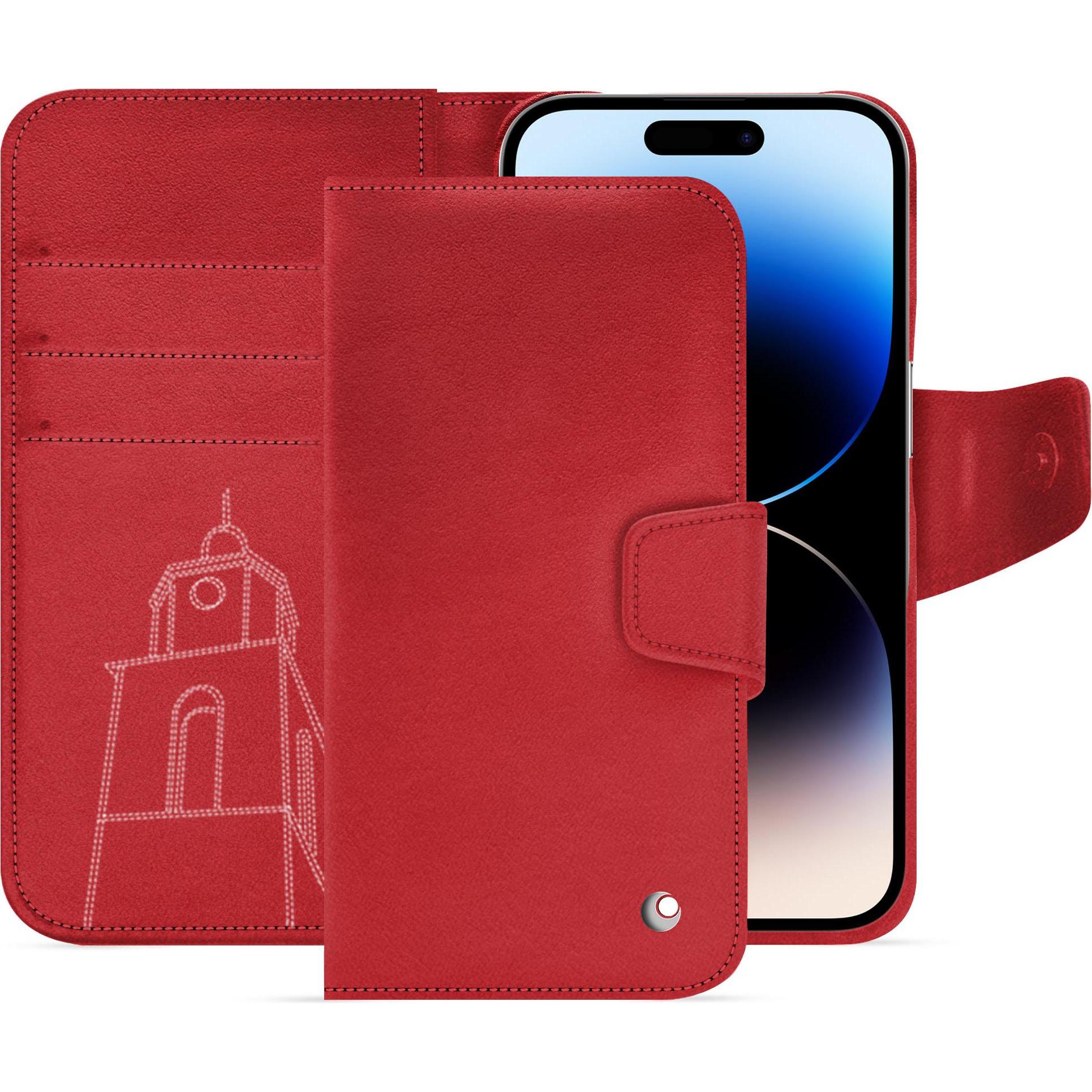 Noreve Lederschutzhülle Apple iPhone 15 Pro (Apple iPhone 15 Pro), Smartphone Hülle, Rot