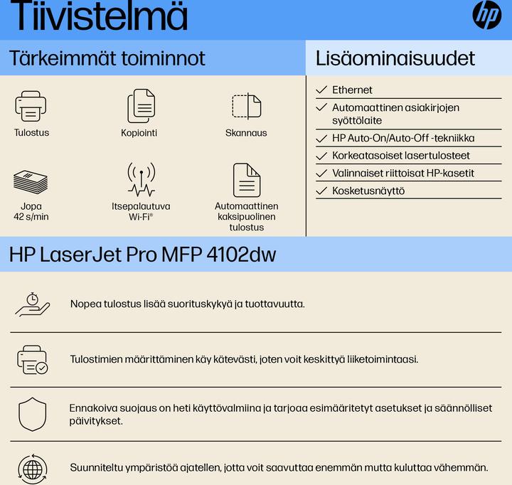 Produktbild HP LaserJet Pro MFP 4102dw (Laser, Schwarz-Weiss)