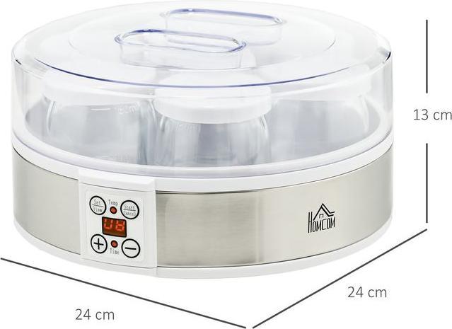 Swisshandel24 Yaourtière Yaourtière avec minuterie de 48 heures, avec réglage de la température, 7 verres de 180