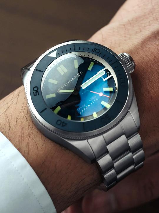 Actual product image Spinnaker SP-5098-22 Picard Dark Cerulean Automatic Diver's Watch 45mm 55ATM (Diving watch, Rotatable bezel, 45 mm)