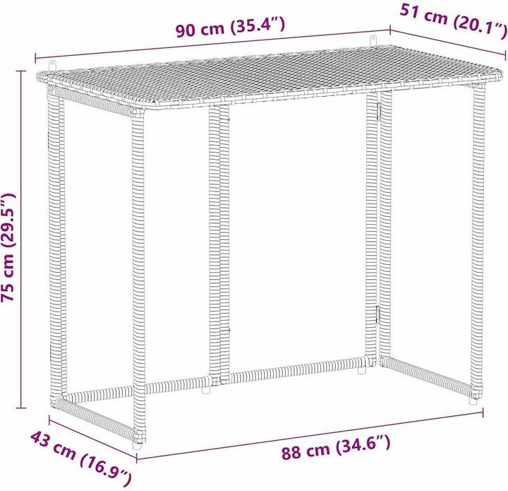 Produktbild vidaXL Gartentisch (90 x 51 x 75 cm)