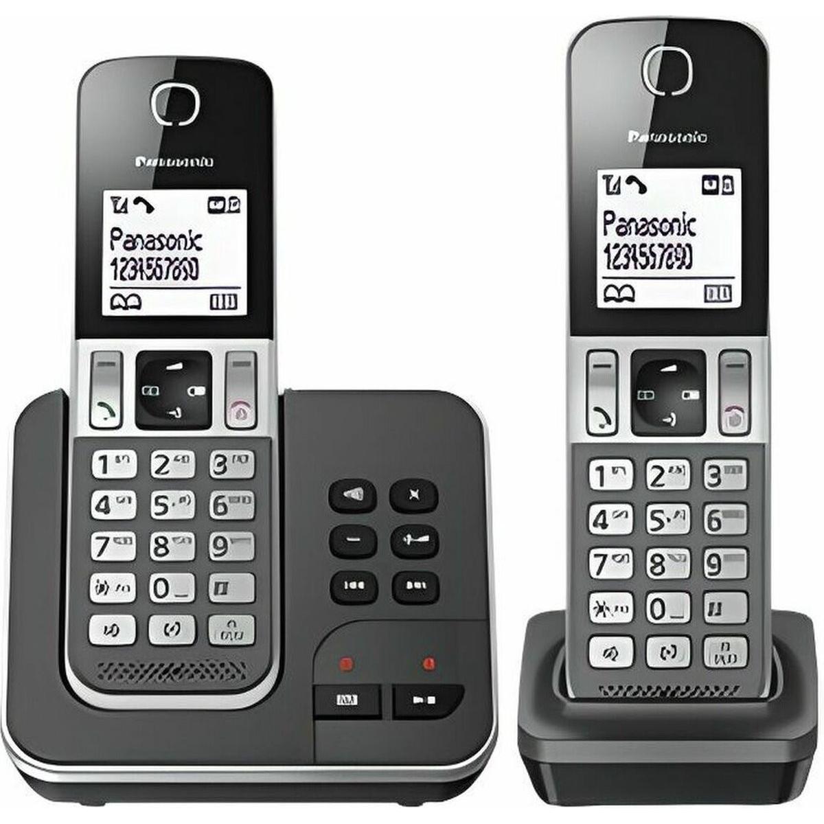 Panasonic compatible KX-TGD322 Téléphones sans Fil Répondeur Ecran Noir, Telefon, Grau, Schwarz