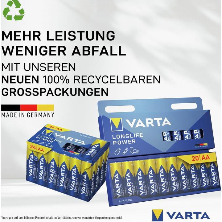 Image du produit Varta Longlife Power (24 pcs, AA / LR6 / LR06 / Mignon / R6 / R14505, 2970 mAh)