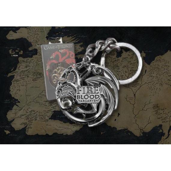 Thumbnail - Noble Collection, Schlüsselanhänger, Game of Thrones: Targaryen Keyring with Motto (Metallic Gray), Grau