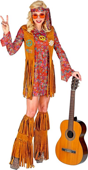 Produktbild Widmann HIPPIE (Kleid, Weste, Stirnband, Stiefelüberzieher mit Fransen), XL (XL)