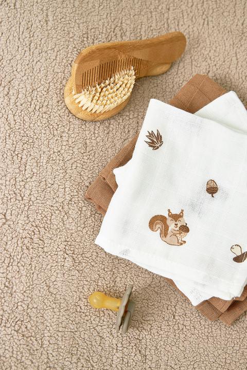 Actual product image Meyco Baby Forest Animals Washcloths - Pack of 3 - muslin - toffee