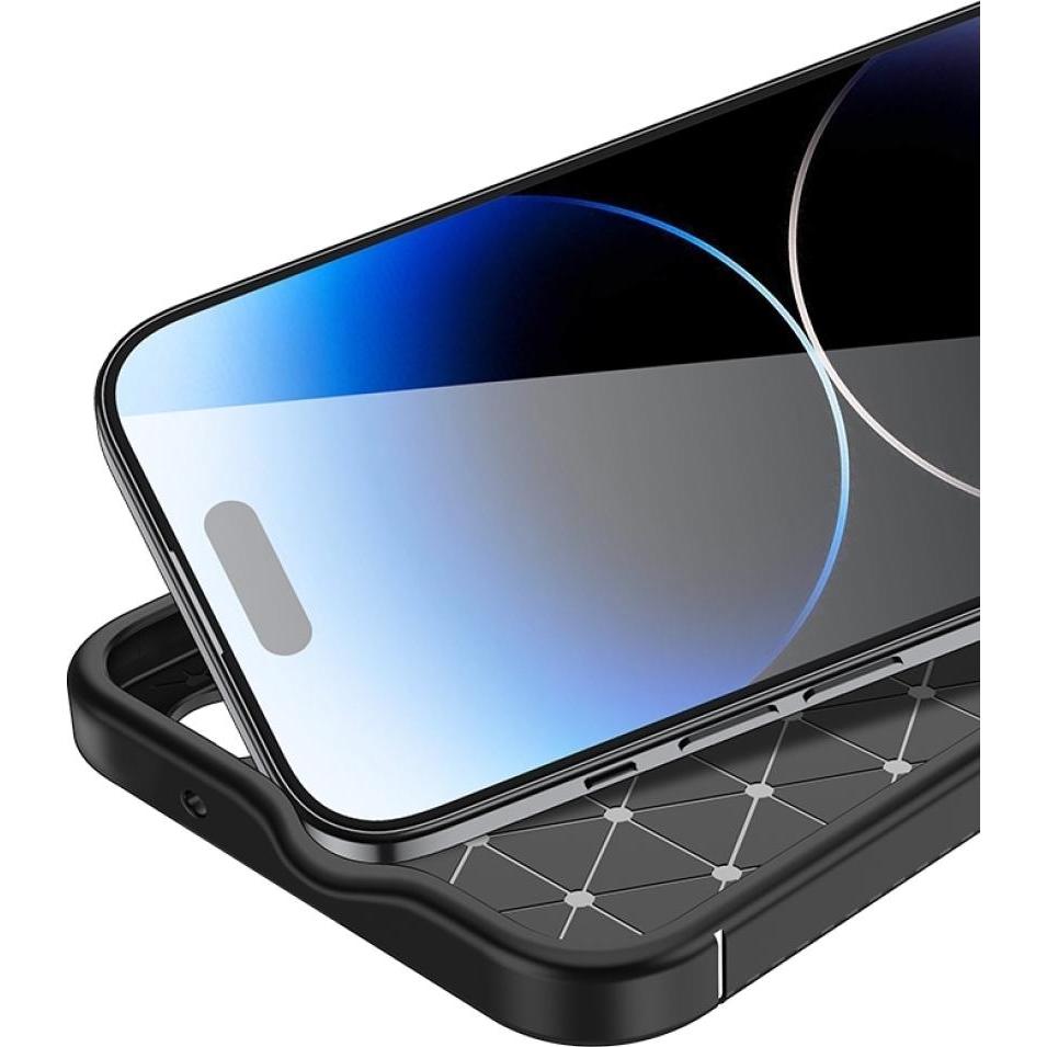Thumbnail - Screenguard Apple iPhone 15 Pro Hülle Carbon Design TPU Case (Apple iPhone 15 Pro), Smartphone Hülle, Schwarz