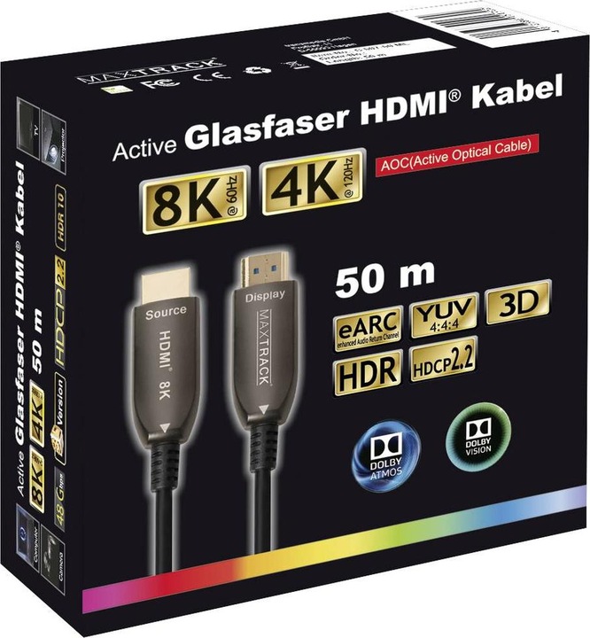 Productafbeelding Transmedia HDMI glasvezelkabel (HDMI 2.1, 8k@60Hz, eARC) (50 m, HDMI)