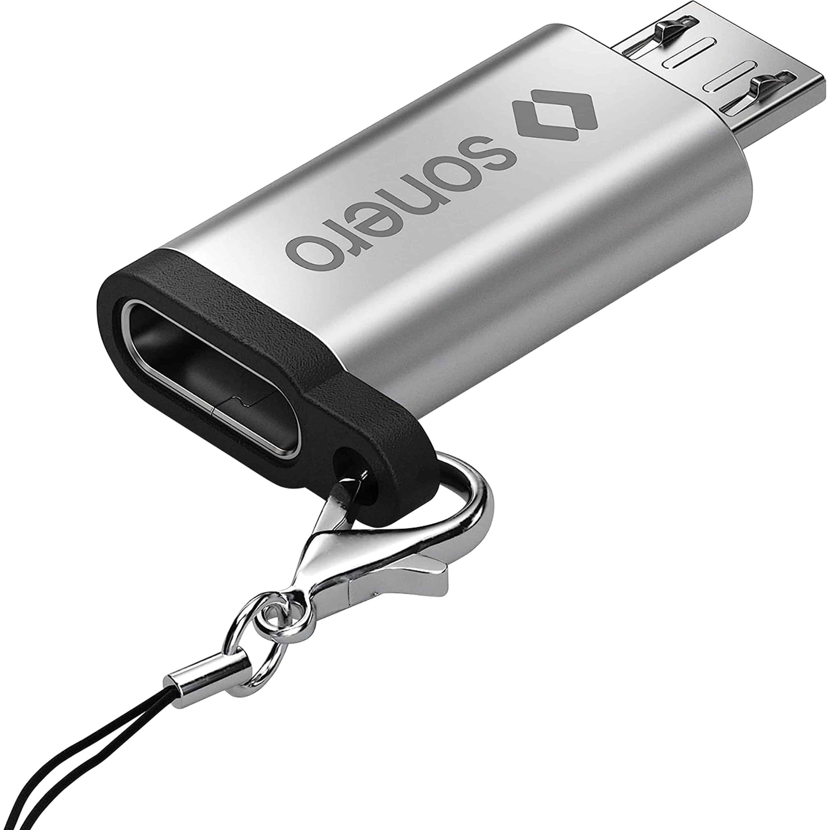 Sonero USB-Adapter OTG, Micro-USB auf USB-C Buchse, alu/silber (Micro USB, USB Typ C), Mobilgerät Adapter, Silber
