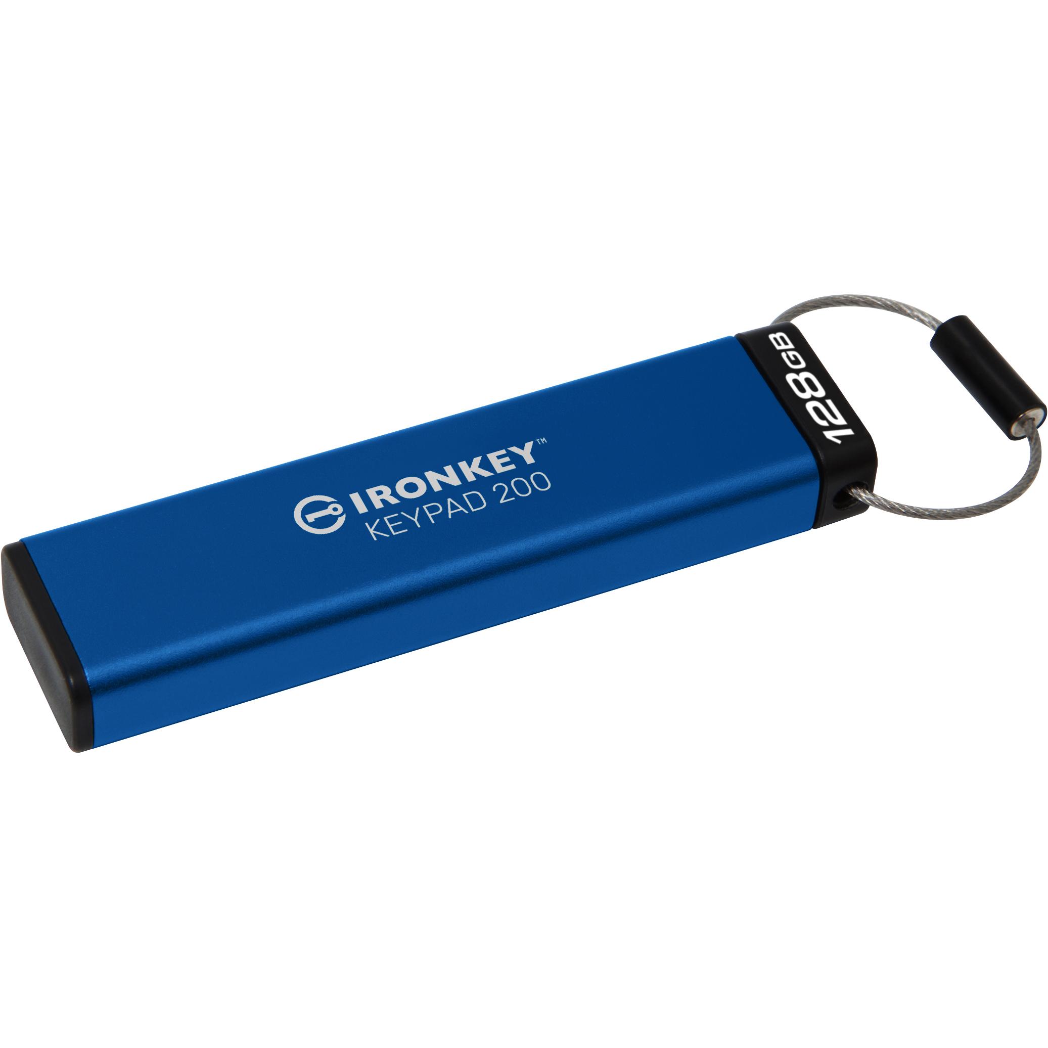 Thumbnail - Kingston IronKey Keypad 200 (128 GB, USB-A), USB Stick, Blau
