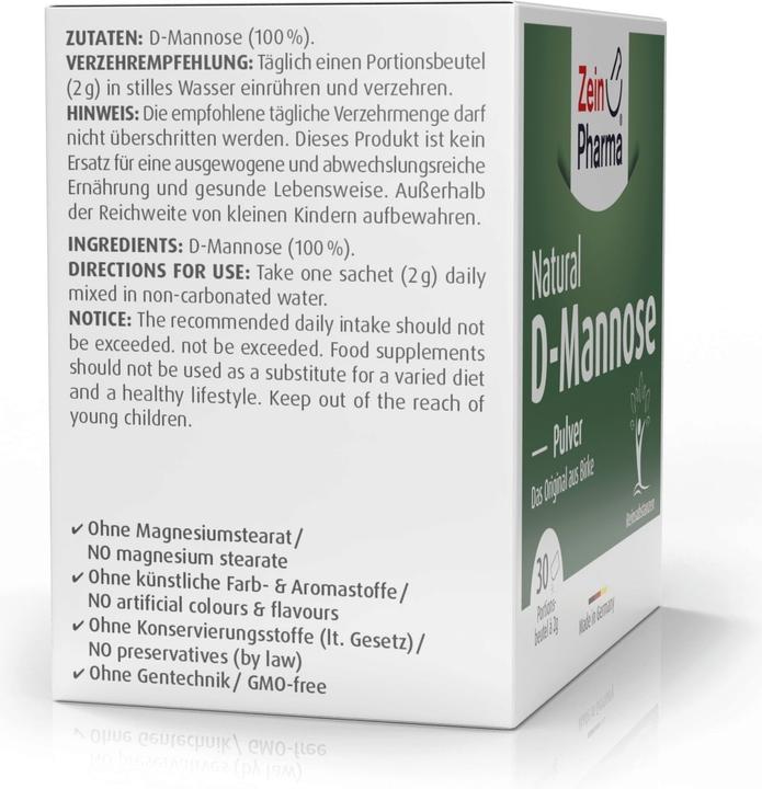 Nährwerte und Zutaten Zein Pharma Natural D Mannose Pulver (30 Stk., 2 g)