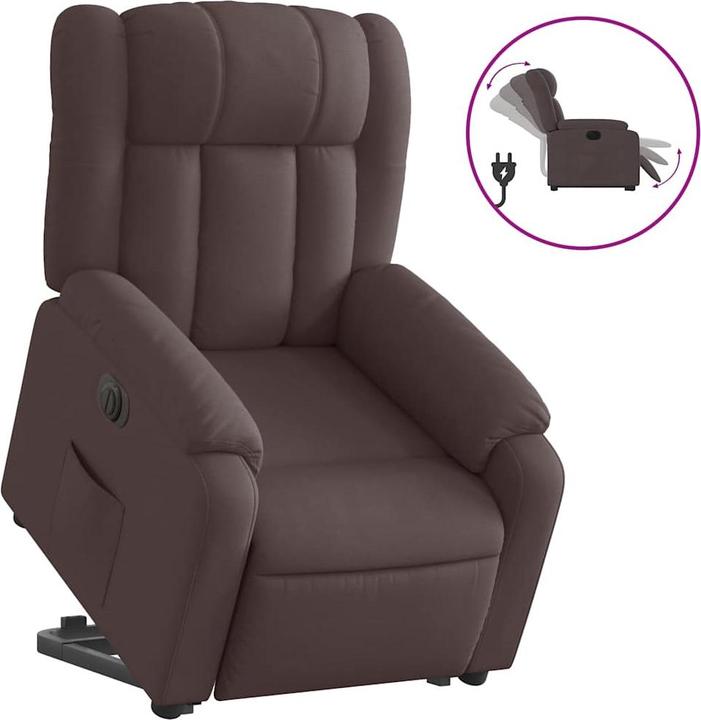 Actual product image vidaXL Recliner with stand-up aid Electric TV armchair Dark brown fabric