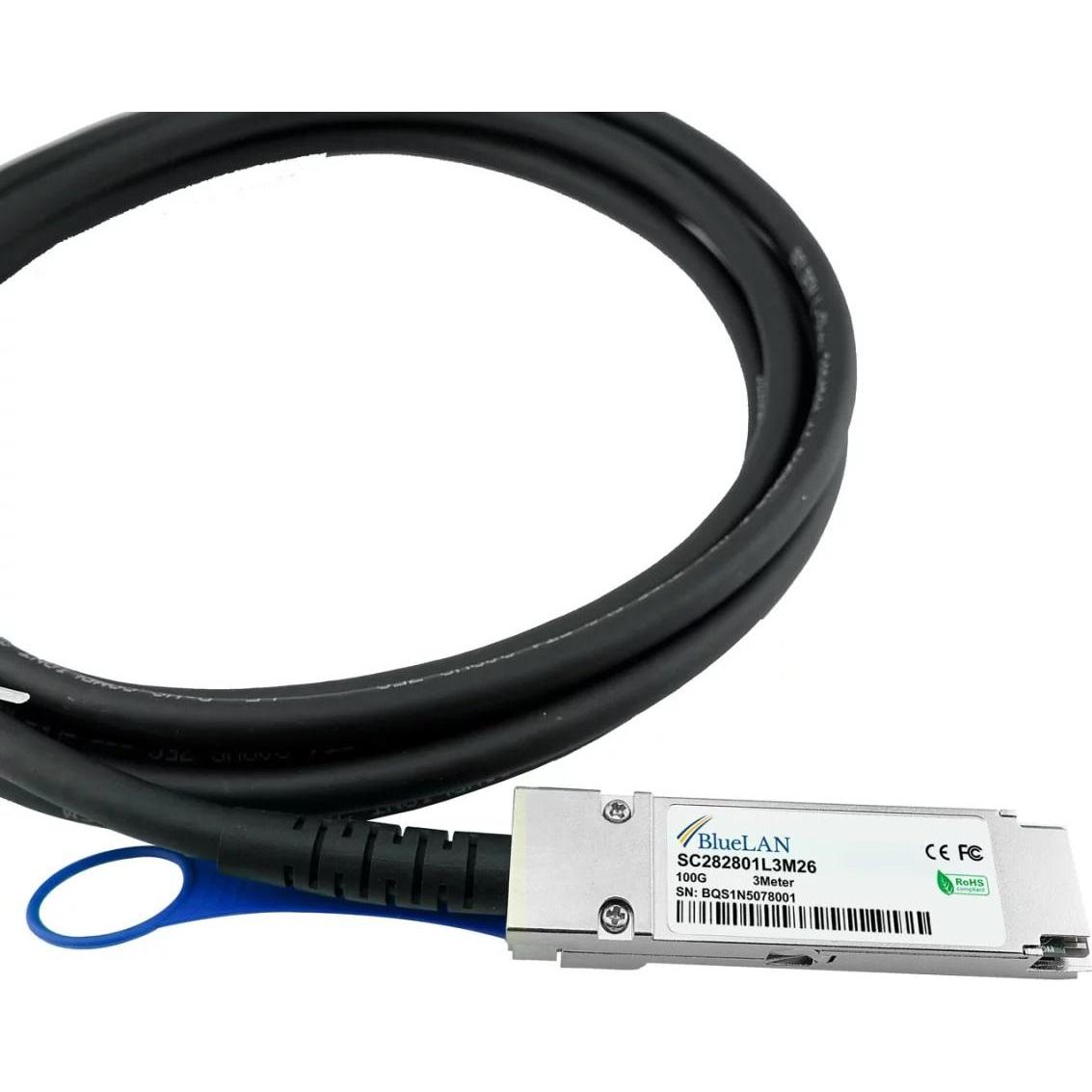 Thumbnail - CBO Mellanox MCP1600-E005E26 kompatibles BlueLAN DAC QSFP28 SC282801L5M26, Transceiver, Schwarz