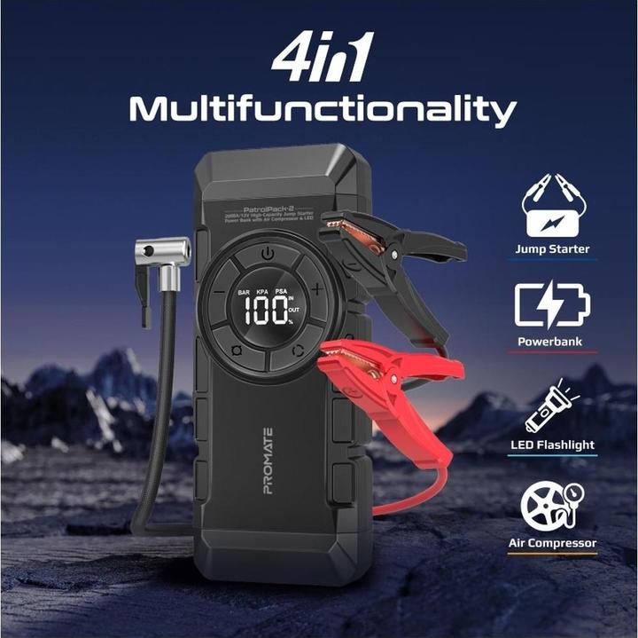 Immagine prodotto ProMate Avviatore di emergenza per auto ad alte prestazioni PatrolPack-2 (2000 A, 12000 mAh)