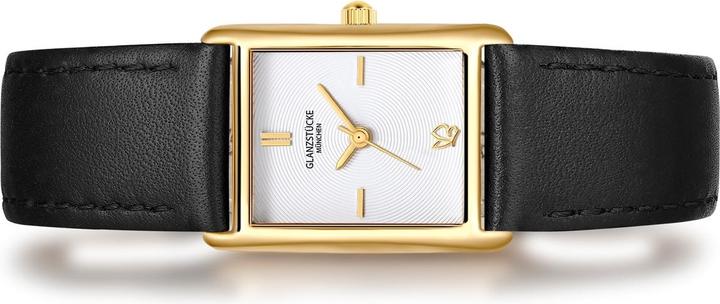 Actual product image Glanzstücke München Damen Quarzuhr gelbgold Echtleder schwarz - 38062 (22 mm)