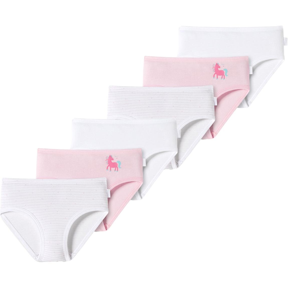 Schiesser, Mädchen, Unterhosen, 6er Pack Kids Girls Feinripp Organic Cotton Slips / Unterhosen, Rosa, Weiss, (104, 6er P...
